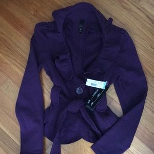 NWT - Ruffle Trim Belted Swearshirt